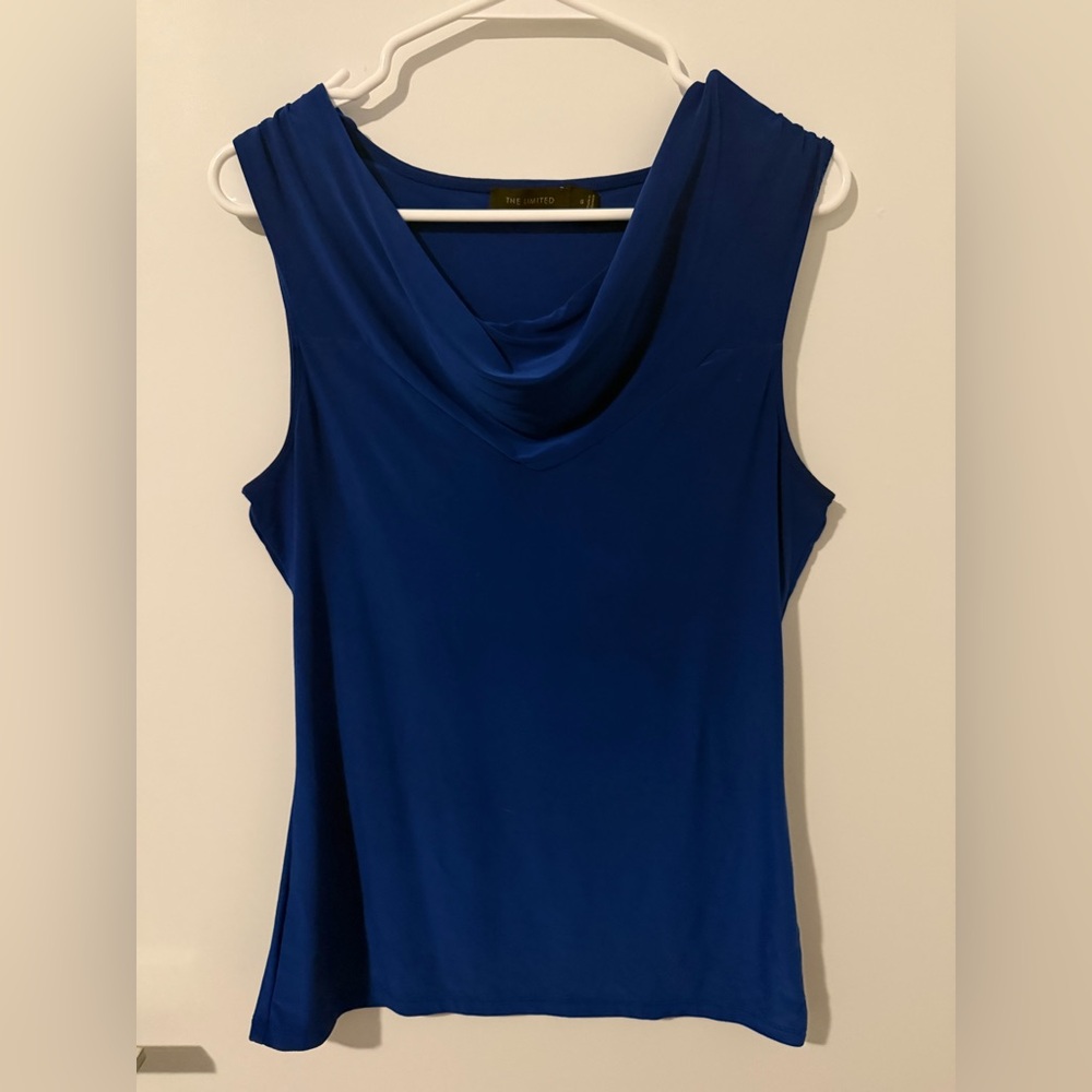 The Limited Royal Blue Draped Neck Blouse
